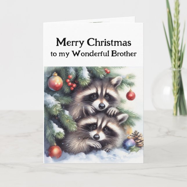 God jul Roligt Raccoons Brother Kort (Framsida)