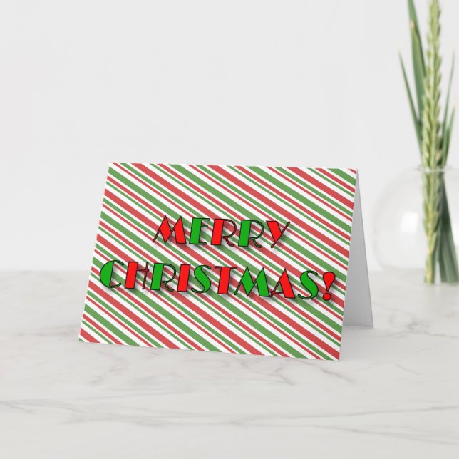"GOD JUL!" + Roligt Röd och Grönt Rand Helgkort (Framsida)