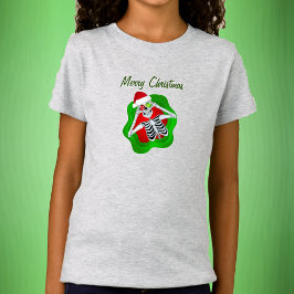 God jul Roligt Skeleton Ornaments Santa Hat T Shirt