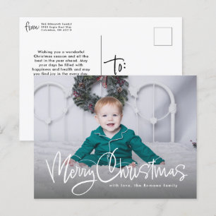 God jul roligt-skript, enkelt ett foto helg vykort