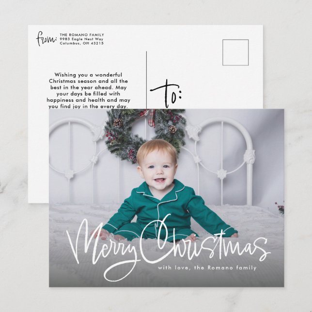 God jul roligt-skript, enkelt ett foto helg vykort (Fram/baksida)
