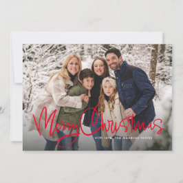 God jul roligt-skript - enkelt rött foto julkort