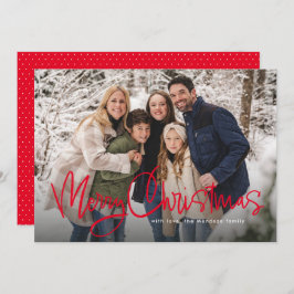 God jul roligt-skript - enkelt rött foto julkort