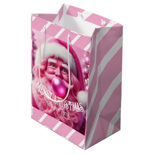 God jul Rosa Bubble Gum | Anpassningsbar Fam Namn (Baksidan Vinklad)