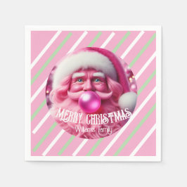 God jul Rosa Bubble Gum | Anpassningsbar Fam Namn Pappersservett