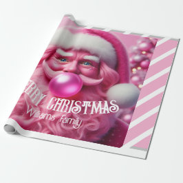 God jul Rosa Bubble Gum | Anpassningsbar Fam Namn Presentpapper