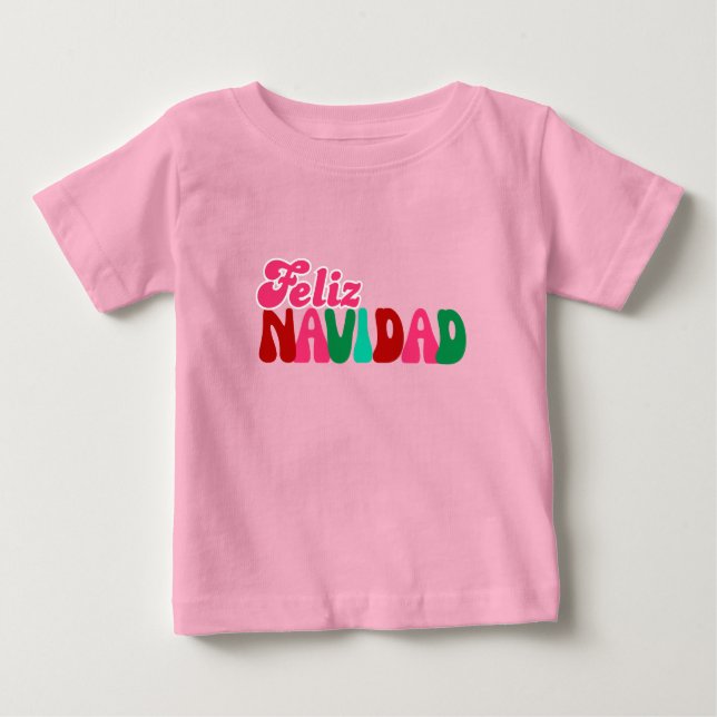 God Jul - Rosa färgglad  T Shirt (Framsida)