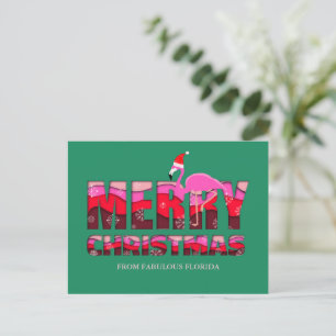 God jul Rosa Flamingo Anpassningsbar Helg Vykort