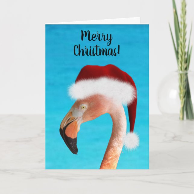 God jul Rosa Flamingo-julkort Helgkort (Framsida)