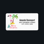 God jul Rosa Flamingo med Handflatan Träd Adressetikett<br><div class="desc">Adressetiketter med en söt illustration av en rosa flamingo i en röd julhatt. Stå bredvid en grönt handflatan träd på en massa gult sand. Ett Julgran-utkast i finare snabbt står bredvid texten God jul. Skriven i rosan färg i ett handskrivet teckensnitt i finare.</div>