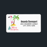 God jul Rosa Flamingo med Handflatan Träd Adressetikett<br><div class="desc">Adressetiketter med en söt illustration av en rosa flamingo i en röd julhatt. Stå bredvid en grönt handflatan träd på en massa gult sand. Ett Julgran-utkast i finare snabbt står bredvid texten God jul. Skriven i rosan färg i ett handskrivet teckensnitt i finare.</div>
