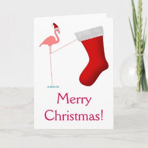 God jul! - Rosa Flamingo Silhouette Helgkort