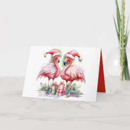 God jul Rosa Flamingos Anteckningskort