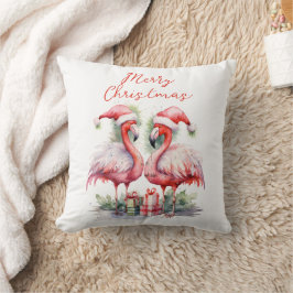 God jul Rosa Flamingos Kudde