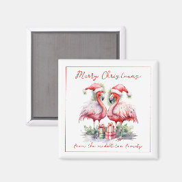 God jul Rosa Flamingos Magnet