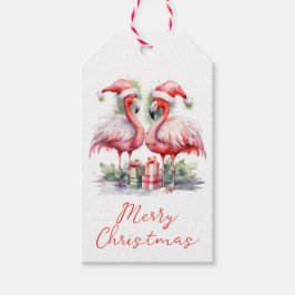 God jul Rosa Flamingos Presentetikett