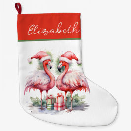 God jul Rosa Flamingos Stor Julstrumpa