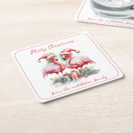 God jul Rosa Flamingos Underlägg Papper Kvadrat