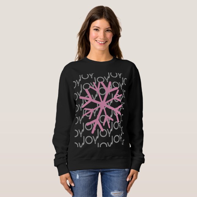 God Jul Rosa GLÄDJE Snöflinga Vinter T Shirt (Hel framsida)