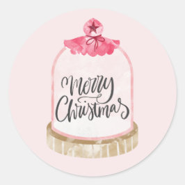 God Jul Rosa Glas Kupol Runt Klistermärke