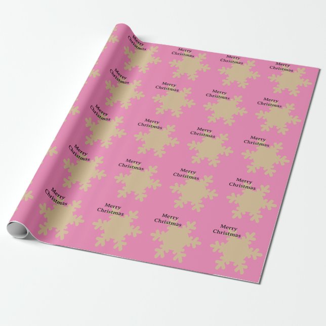 God Jul Rosa Guld Snöflingemönster 2025 Presentpapper (Utrullad)