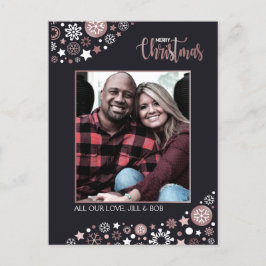 God jul rosa guld snöflingor helg vykort