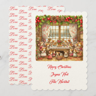 God Jul rosa katt Inbjudningar