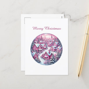 God jul Rosa Land Town Helg Vykort