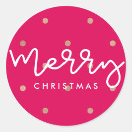 God jul Rosa med Guldets fickpunkter Runt Klistermärke