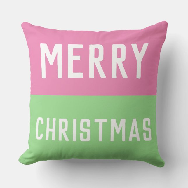 God Jul Rosa och Grön Kudde (Framsida)