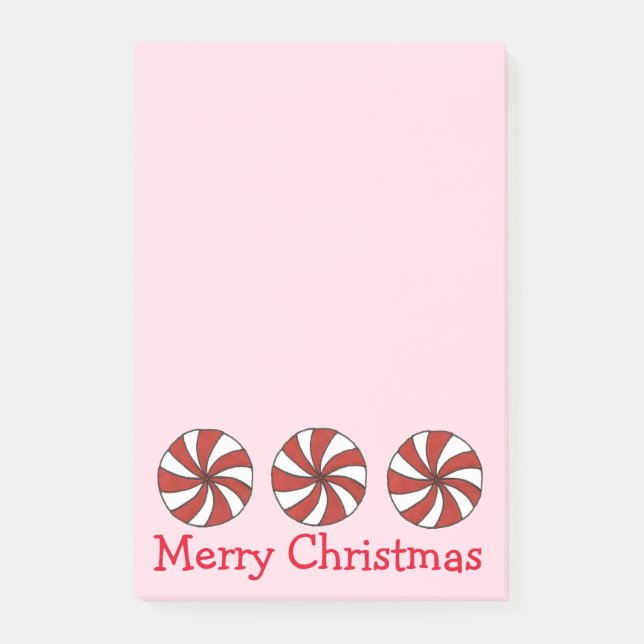 God jul Rosa Peppermint Mint-hårdgodis Post-it Block (Framsida)