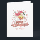 God jul rosa retypografi Jultomten Kort<br><div class="desc">God jul-rosa-retrotypografi med Jultomten med rosa hatt. Anpassade text framtill och lämnat inuti panelen.</div>
