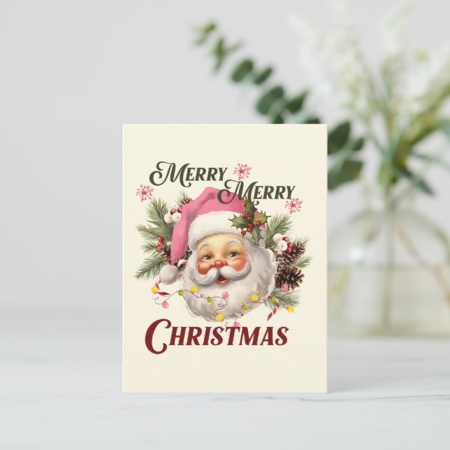 God jul - Rosa Santa Santa Vykort (Stående Fram)