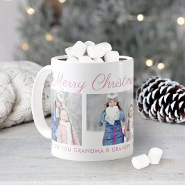 God Jul Rosa Skript Anpassad Fotokollage Kaffemugg