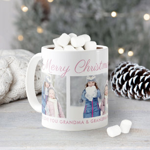 God Jul Rosa Skript Anpassad Fotokollage Kaffemugg