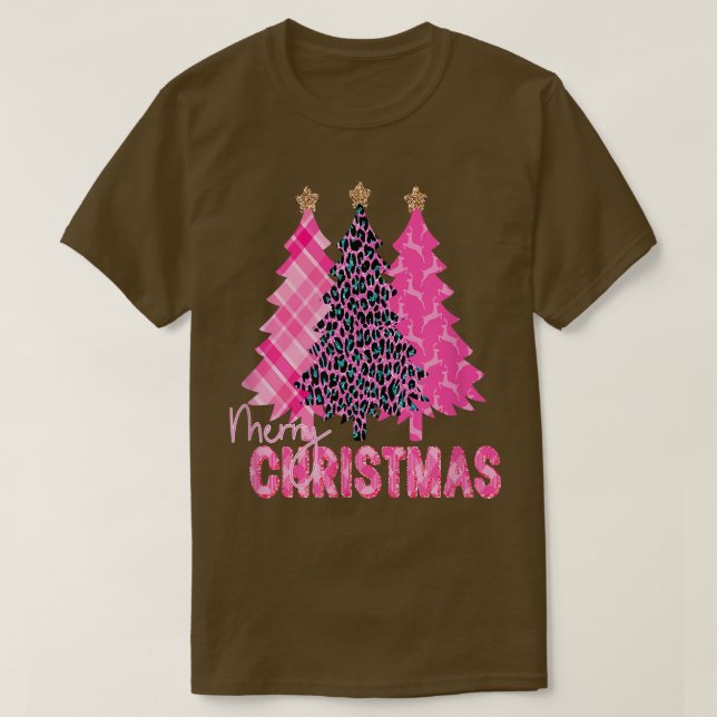 God jul Rosa Träd T Shirt (Design framsida)