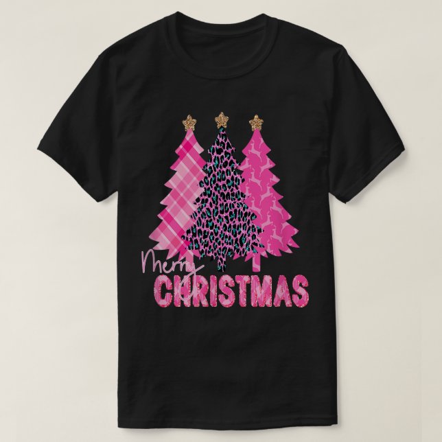 God jul Rosa Träd T Shirt (Design framsida)