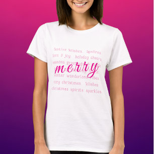 God jul rosa typografi t shirt