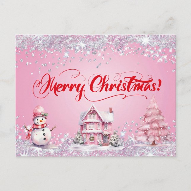 God jul rosa vykort (Framsida)