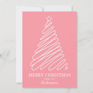 god jul Rosa White Scribble Träd Julkort