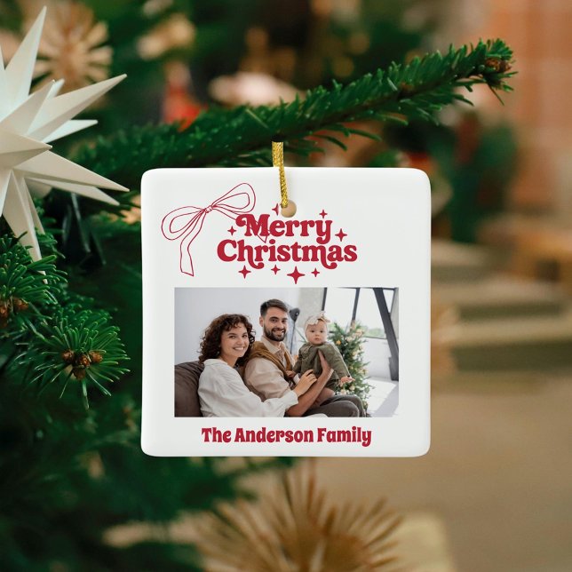 God jul-rött, handritat armbågsobjekt julgransprydnad keramik (Skapare uppladdad)