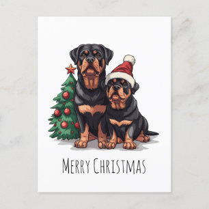God jul Rottweiler Hund Julgran Helg Vykort