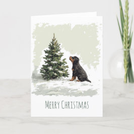 God jul Rottweiler Hund Julgran Helgkort