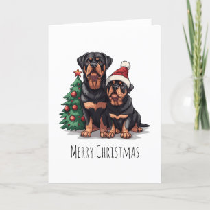 God jul Rottweiler Hund Julgran Helgkort