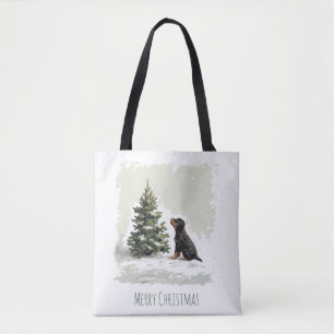 God jul Rottweiler Hund Julgran Tygkasse