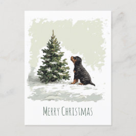 God jul Rottweiler Hund Julgran Vykort