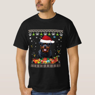 God jul Rottweiler Hund Ugly Santa Hat T Shirt