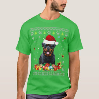 God jul Rottweiler Hund Ugly Sweater Santa T Shirt