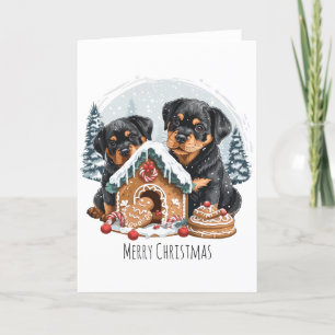 God jul Rottweiler Hundar Gingerbröd House Helgkort