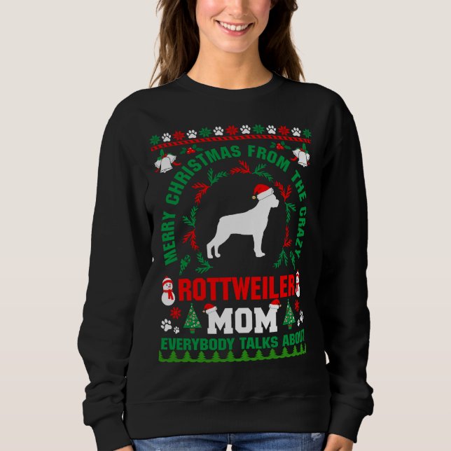God jul Rottweiler Mamma Ugly Sweater Fitte T Shirt (Framsida)